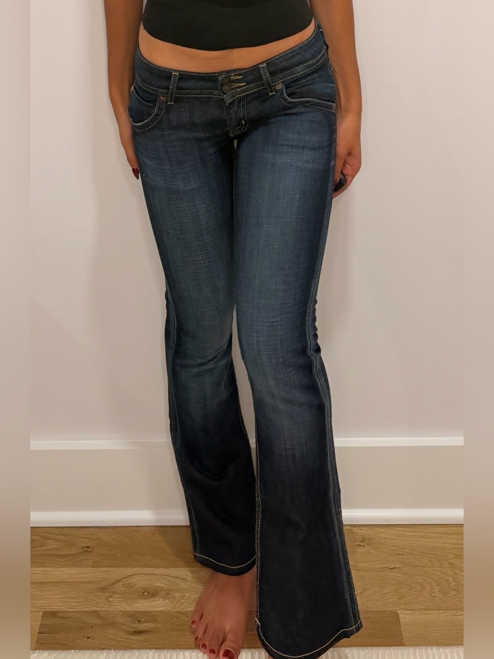 Y2K low rise Women’s Dark Wash Bootcut Jeans - Classic Blue